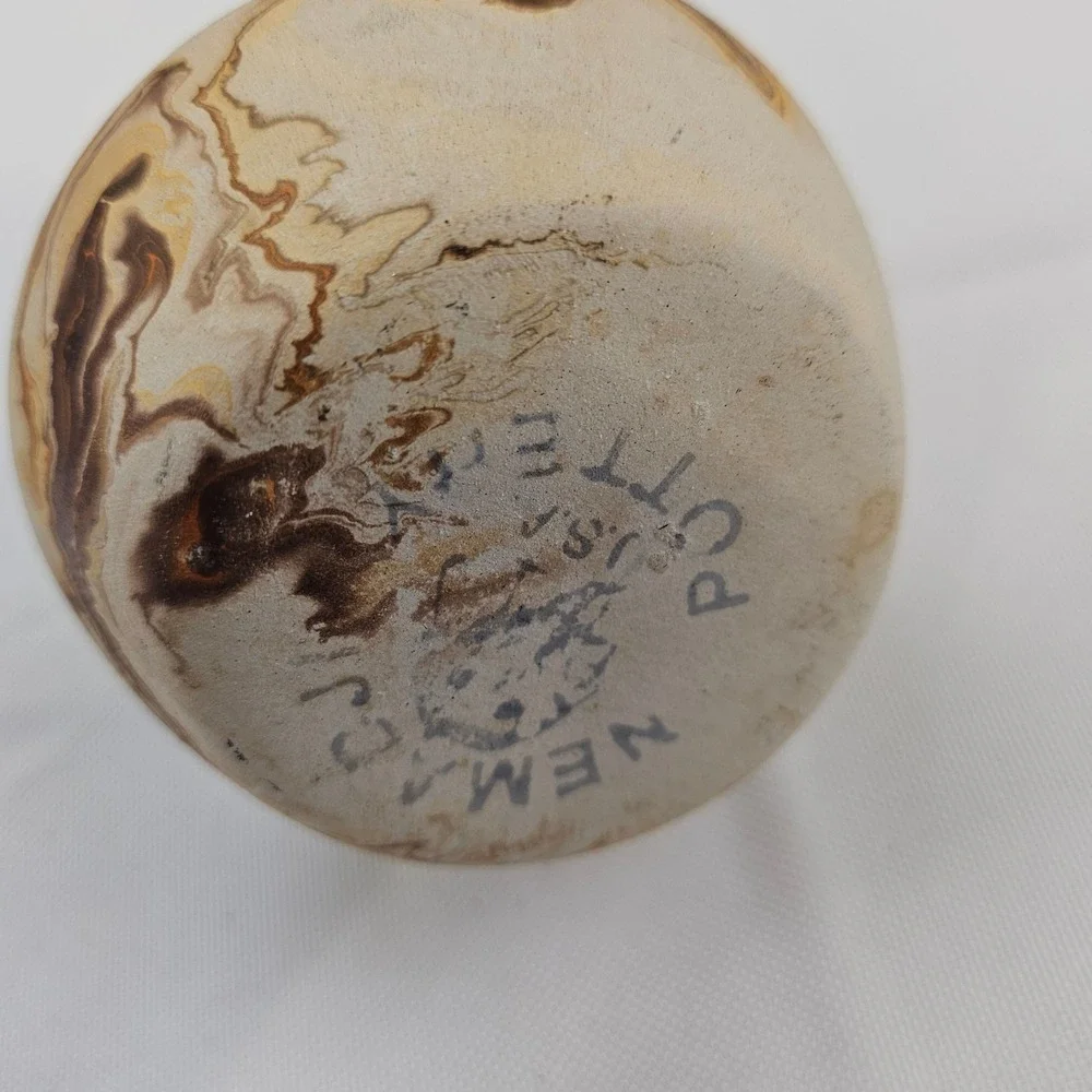 Nemadji‎ Earth Pottery Marbled Swirl Vase USA Hand Made Southwestern Decor 3.5in